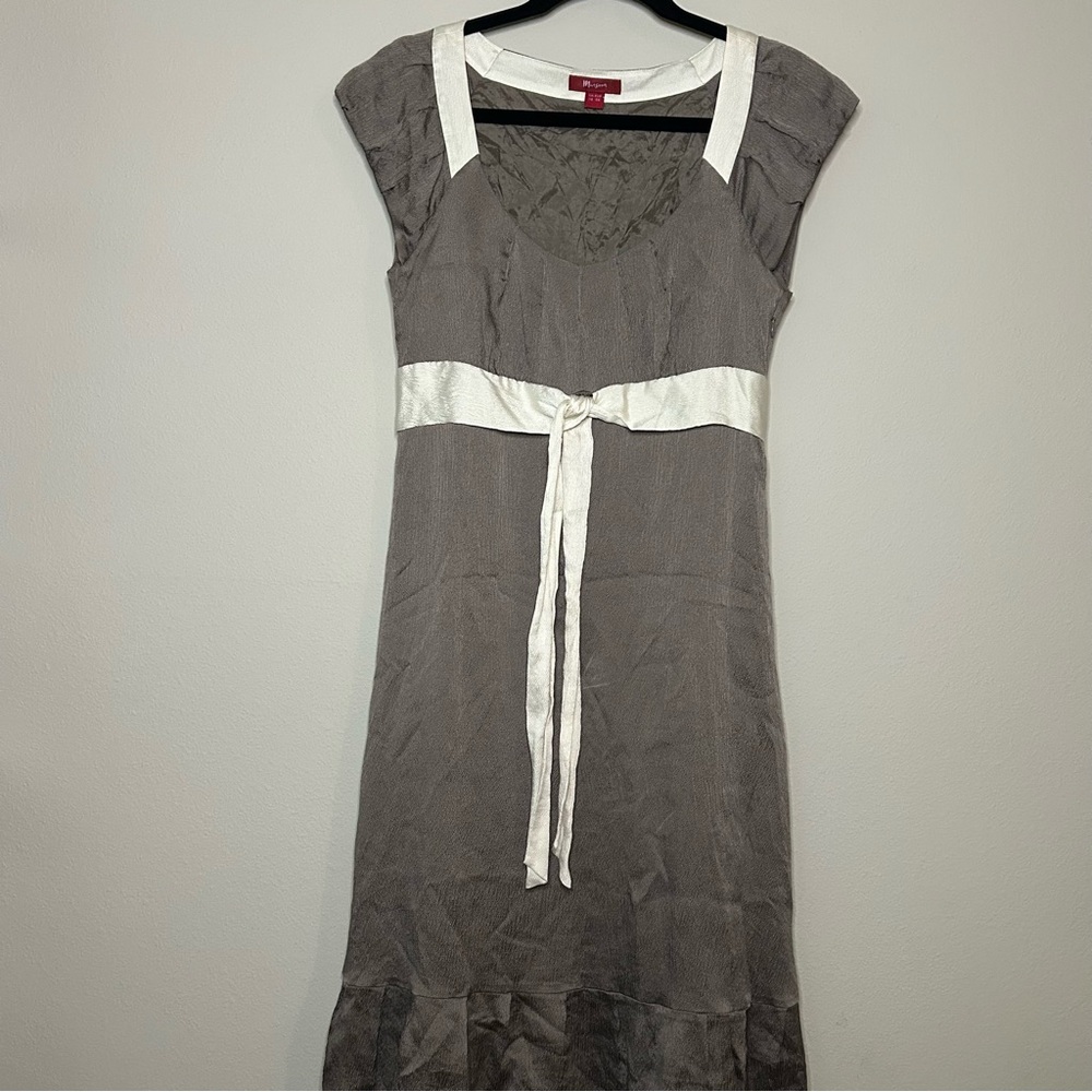 Monsoon Taupe Dress with Black and White Accents